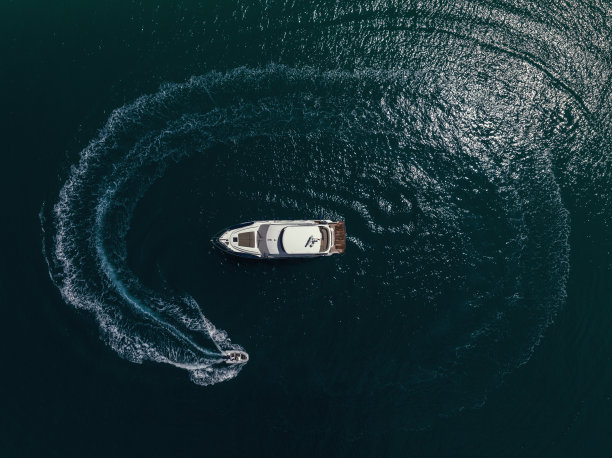 黄道船绕着游艇旋转图片下载