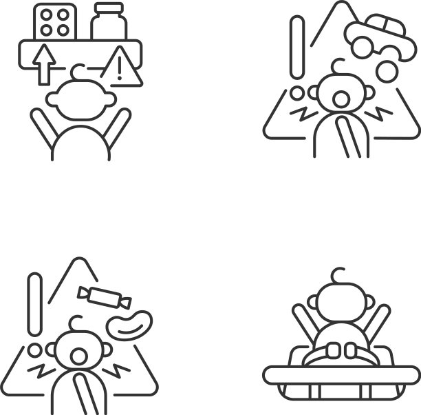 中毒和窒息预防线性图标图片下载