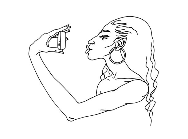 可爱的吉普赛女孩与一个手机自拍飞吻图片下载