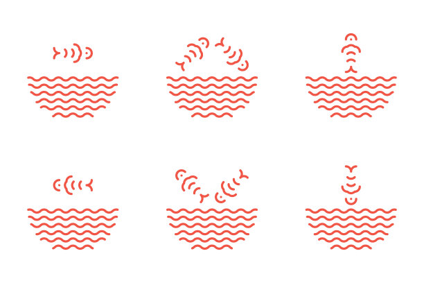 戳碗logo设置在线性风格的鱼跳图片下载