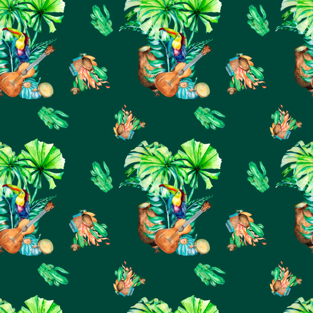 无缝图案Festa Junina水彩插图图片下载