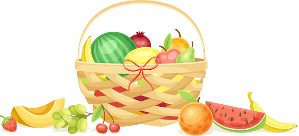 成熟的水果装在篮子里作为季节性收获图片下载