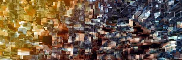 全景彩色美丽的马赛克多边形三维纹理表面。抽象的宽几何背景。图片下载