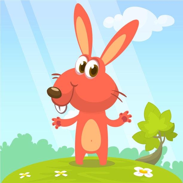 快乐可爱的兔子卡通。复活节矢量兔子插图图片下载