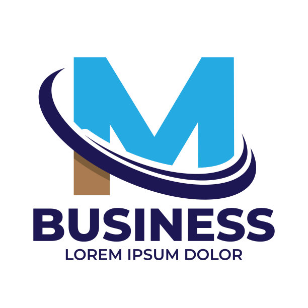 字母M与极简现代标识插图，极简城市数字未来创意标识字体图片下载