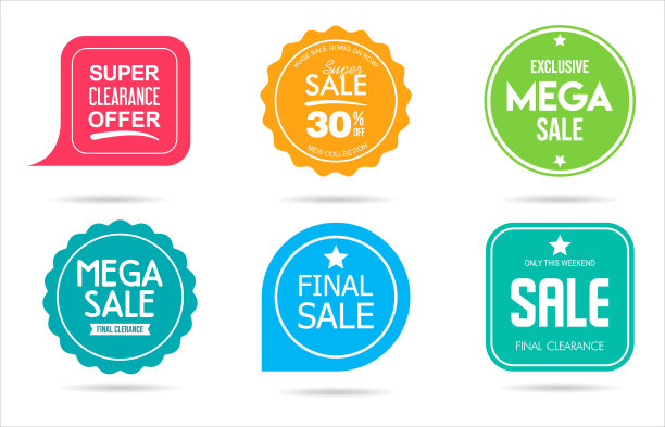 收集彩色徽章和标签现代超级销售风格图片下载