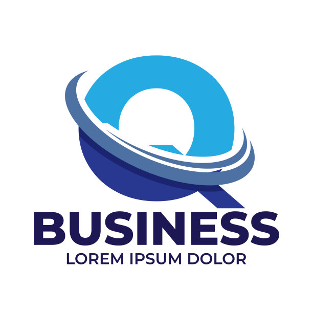 字母Q与最小的现代标识插图，极简城市数字未来创意标识字体图片下载