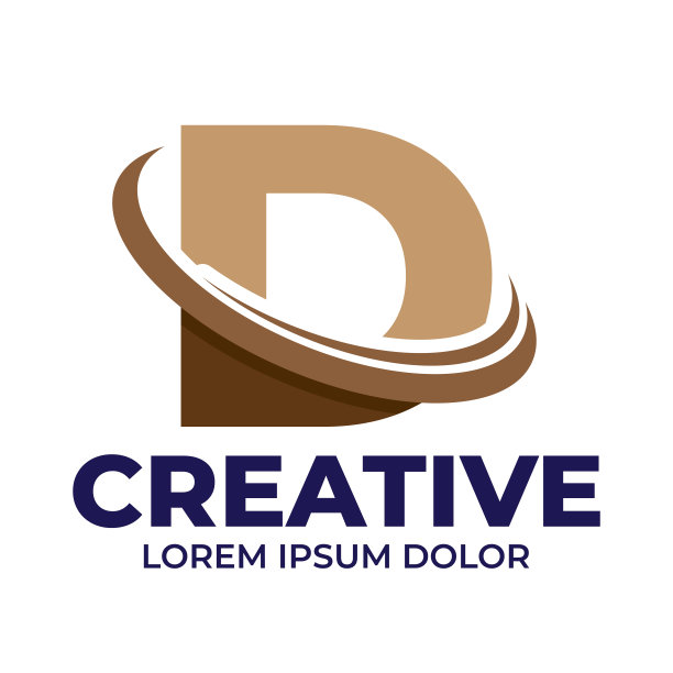 字母D配以极简现代标识插图，极简城市数字未来创意标识字体图片下载