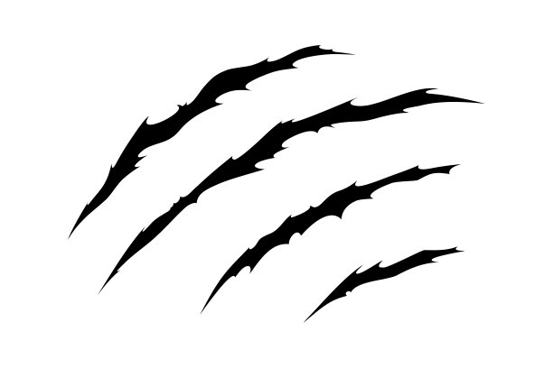 野生动物的爪子抓伤。猫抓痕孤立在白色背景。矢量图图片下载