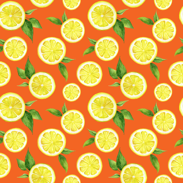 水彩柠檬无缝图案图片下载