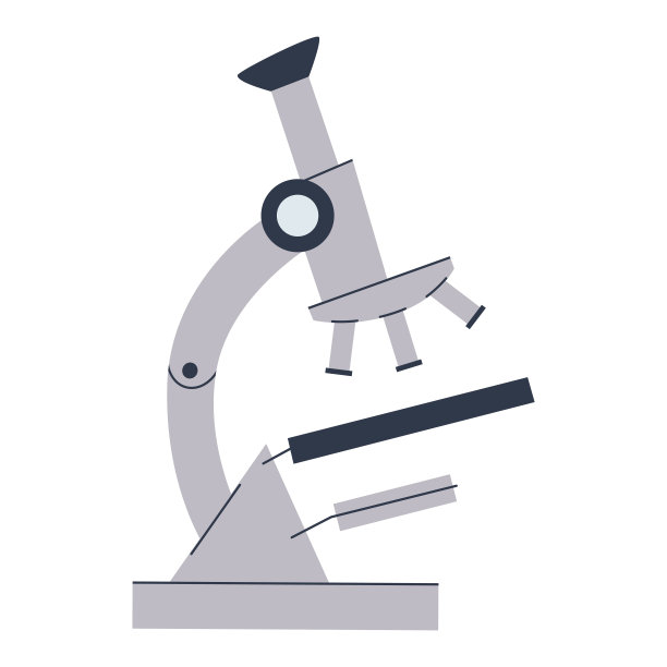 实验室研究用显微镜。平面矢量插图孤立在白色背景。图片下载