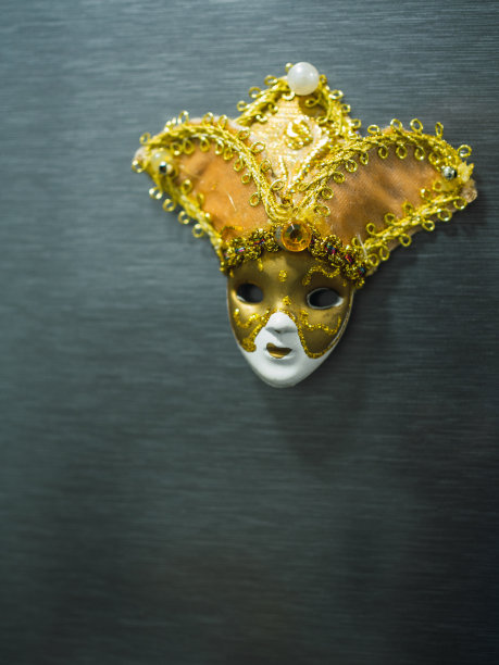 纪念品威尼斯口罩磁铁在冰箱和复印空间图片下载