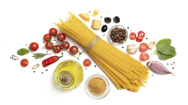 一套健康食品成分隔离在白色图片下载