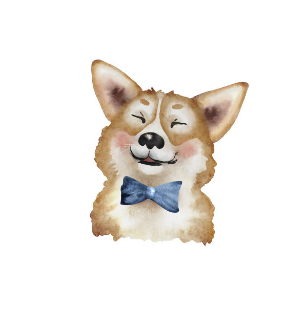 柯基犬，欢快的小狗插图水彩图片下载