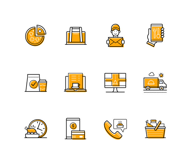 外卖-现代线条设计风格图标集图片下载