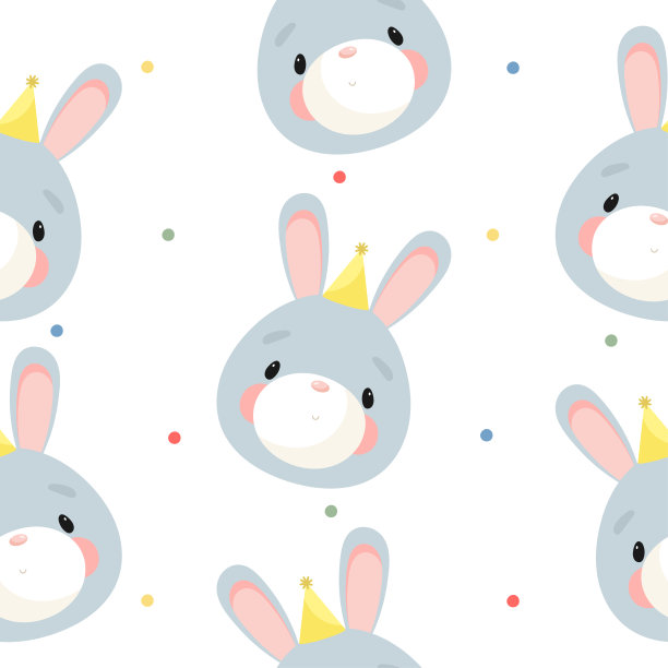 无缝图案与可爱的兔子。矢量插图。适用于贺卡、海报、横幅、卡片、包装上印刷、衣服、布料、墙纸上印刷。图片下载