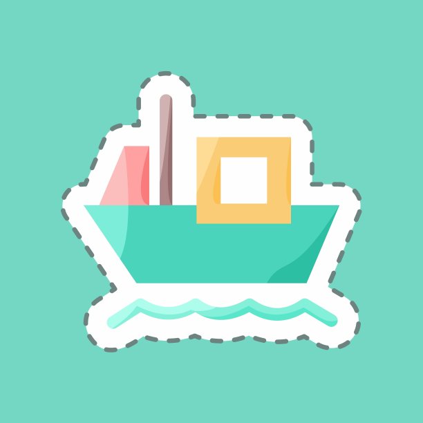 贴纸线切割货船。适合教育象征。简单的设计可编辑。设计模板向量。简单的说明图片下载