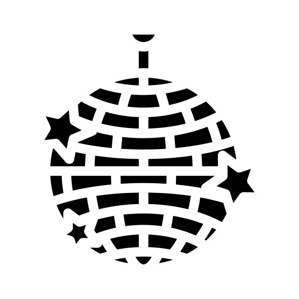 迪斯科音乐字形图标矢量插画图片下载