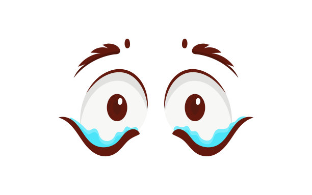 扁平风格的哭泣的眼睛。孤立在白色背景。矢量插图。图片下载