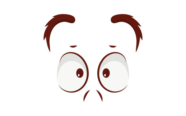 靠近害怕的脸与美丽的眼睛和大漂亮的睫毛和眉毛。矢量图图片下载