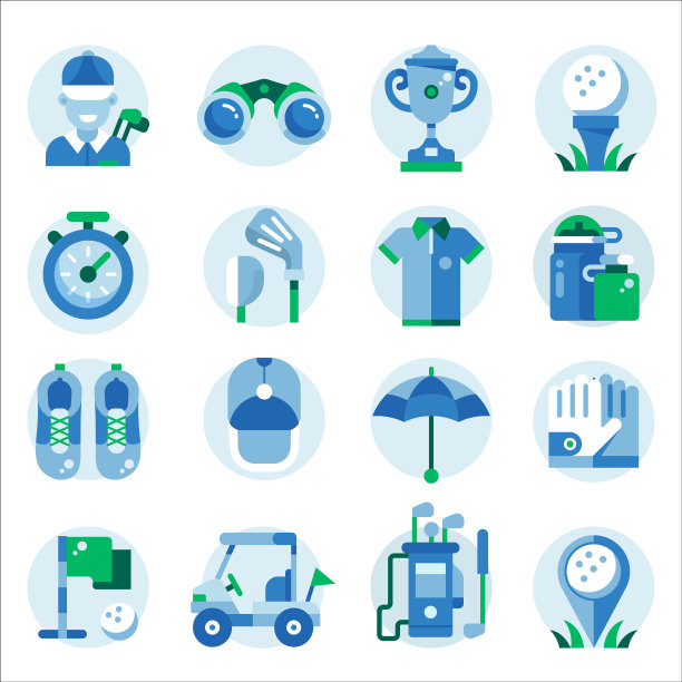 高尔夫装备和衣服图标在平图片下载