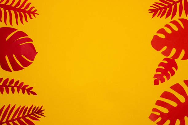 红纸页在左、右边框中间以黄色为底色作为拷贝空间，创意异域设计图片下载