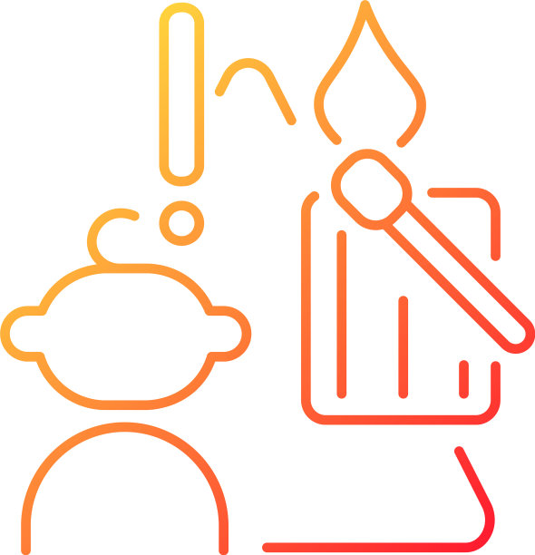 儿童和火柴和蜡烛梯度线性图标图片下载