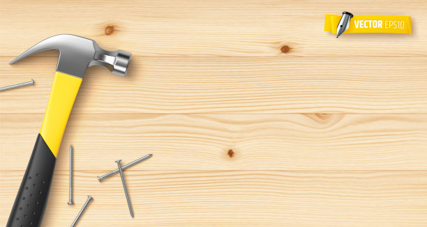 逼真的锤子和钉子图片下载