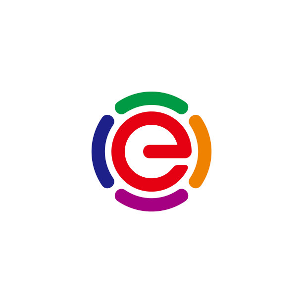 字母E圆形运动过程彩色符号图片下载
