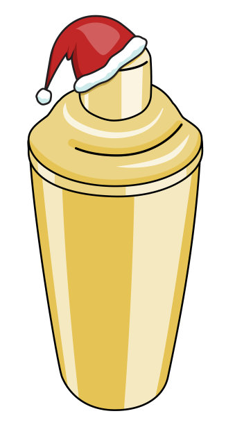 圣诞帽酒吧的金色补鞋匠法式摇壶图片下载