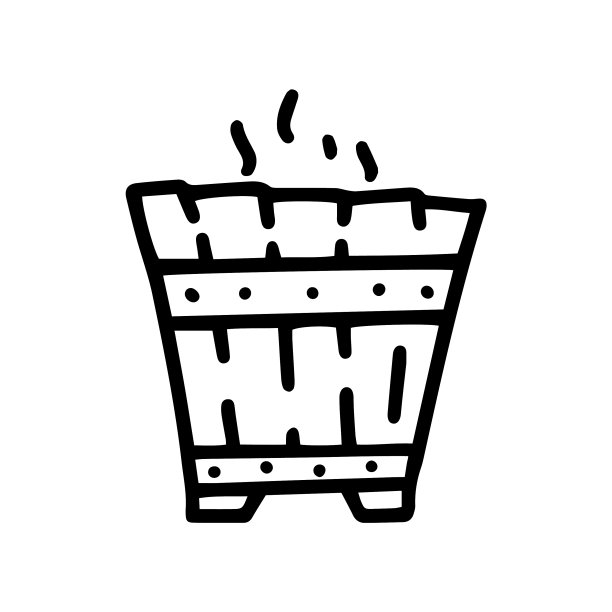 桑拿浴木桶线条涂鸦简单的图标图片下载