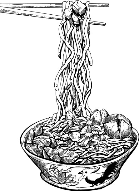 黑白的鸡肉面图片下载