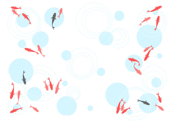 金鱼和涟漪。矢量插图。背景设计。图片下载