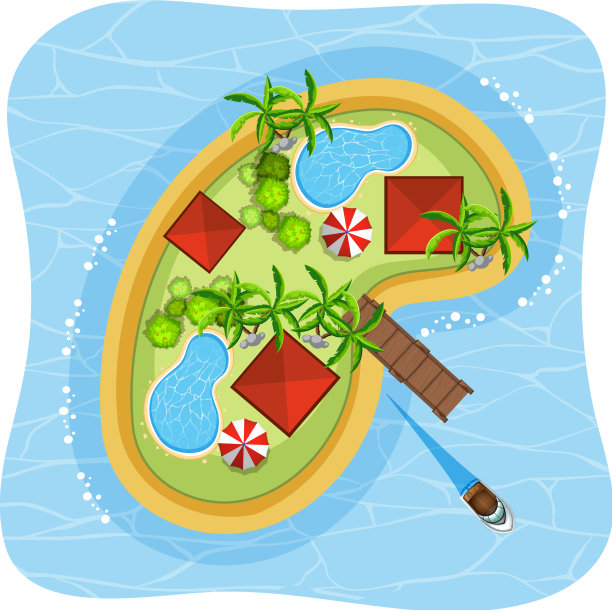 热带海滩孤岛的鸟瞰图图片下载