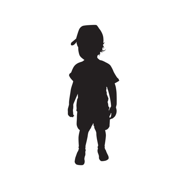 小婴儿站立，前视图孤立矢量轮廓图片下载