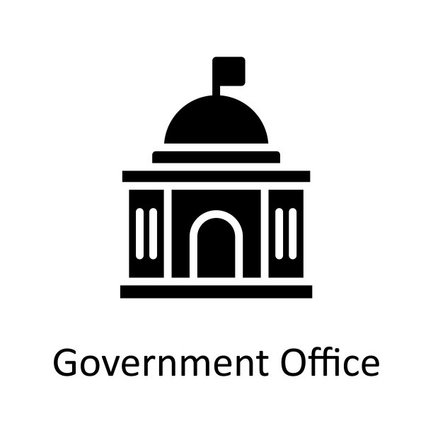 政府办公室矢量固体图标设计插图。城市元素符号在白色背景EPS 10文件图片下载