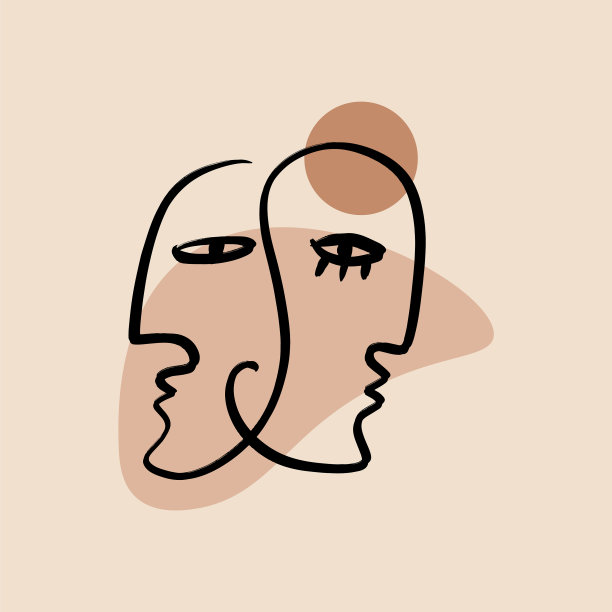 一线面极简艺术现代绘画头图片下载