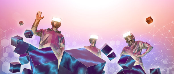 体验元宇宙数字世界和未来网络空间技术的VR虚拟数字概念。创新网络空间、电子竞技、游戏3d渲染图片下载