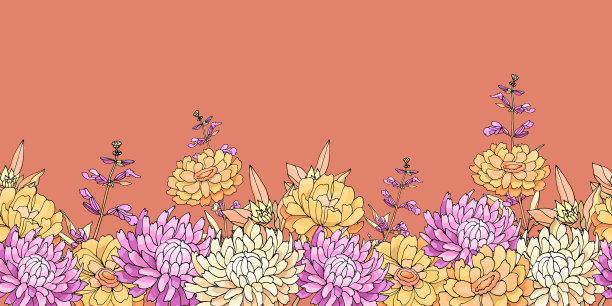 花无缝图案边界苍白图片下载