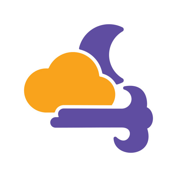 月亮多云和风字形图标气象学图片下载