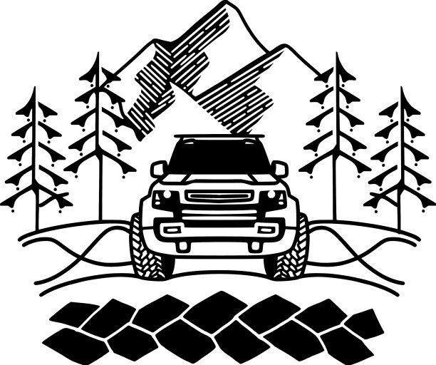 越野旅行4x4汽车在日落和山区图片下载