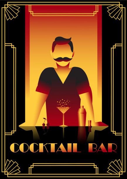 装饰艺术海报鸡尾酒吧图片下载
