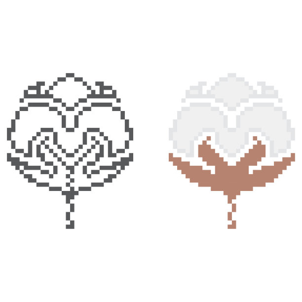 棉花的植物。像素艺术8位矢量图标插图图片下载