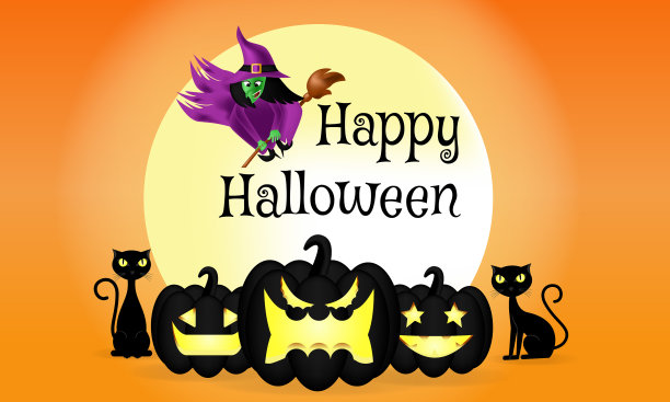 万圣节快乐的背景与万圣节元素图片下载