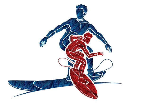 冲浪者动作冲浪运动运动员组图片下载