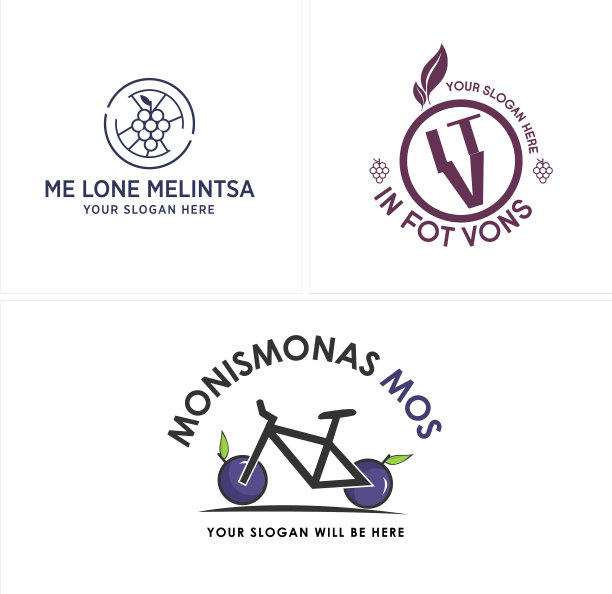 现代农业水果葡萄自行车标志图片下载