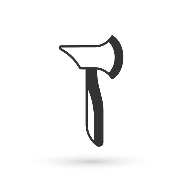 灰色木制斧头图标孤立在白色背景图片下载