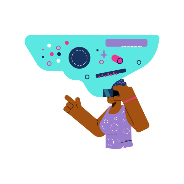 人在虚拟现实或元宇宙VR头盔，平面矢量隔离。图片下载