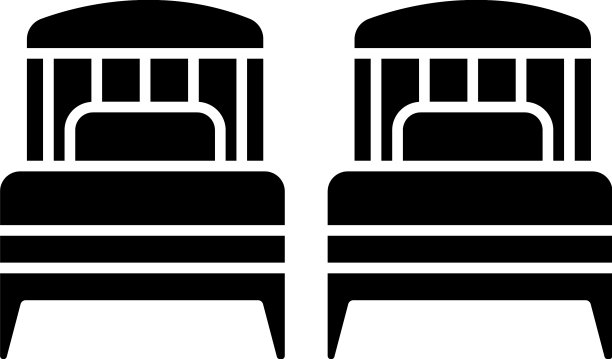 两张单人床黑色字形图标酒店房间为图片下载