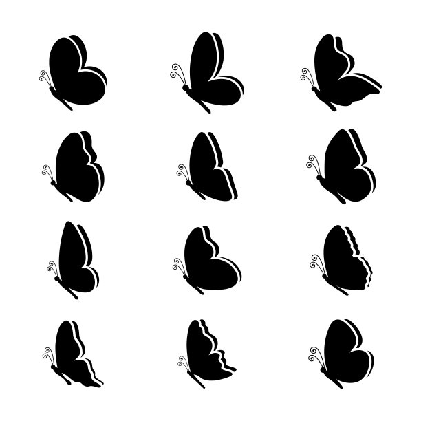 蝴蝶剪影。侧视图。图片下载
